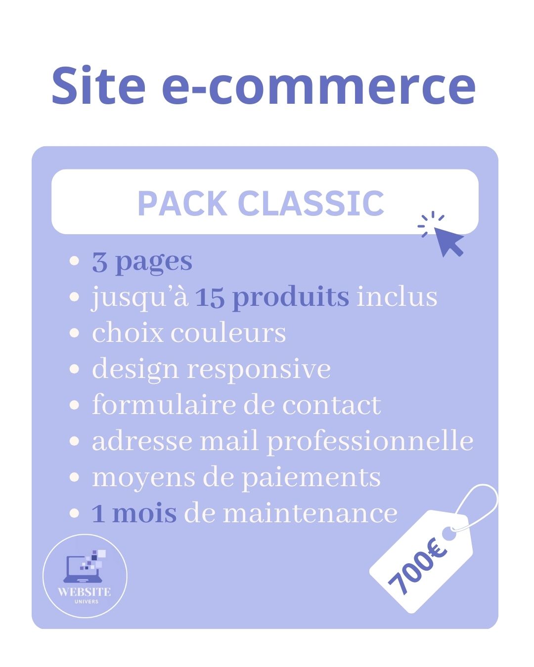 site e-commerce 3 pages