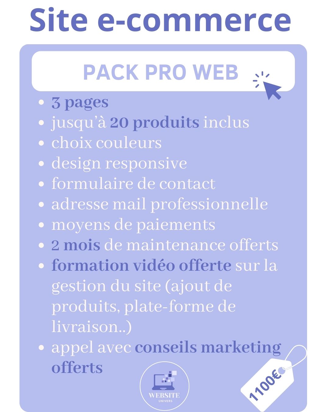 offre site e-commerce et formation prise en main, appel marketing offert, maintenance