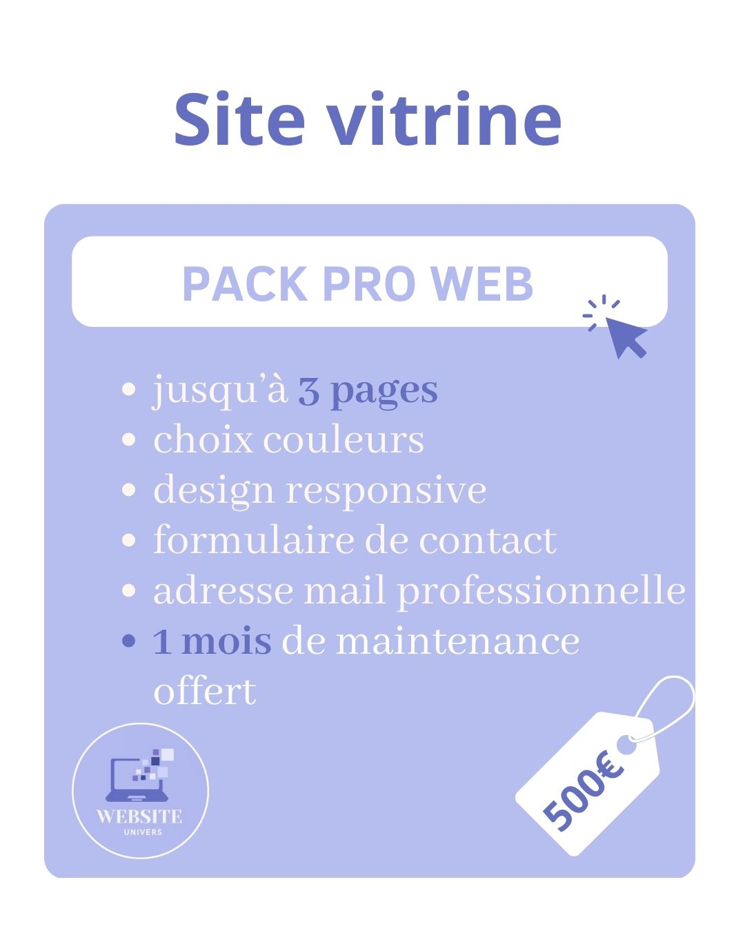 offre site vitrine 3 pages et maintenance