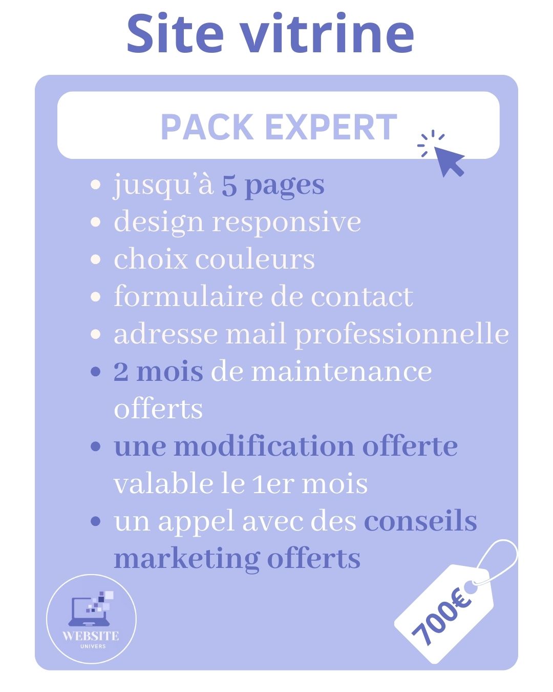 offre site vitrine 5 pages et maintenance et conseils marketing offerts , modification